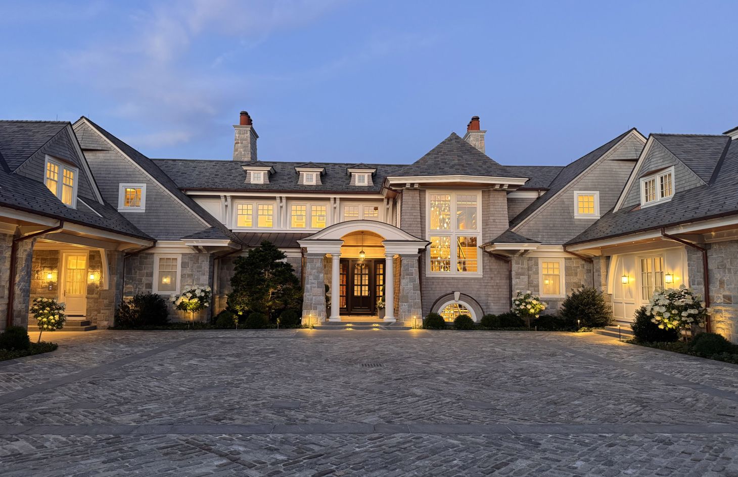 Rhode Island Estate - Exterior House Front - Lutron HomeWorks project by C&T Systems