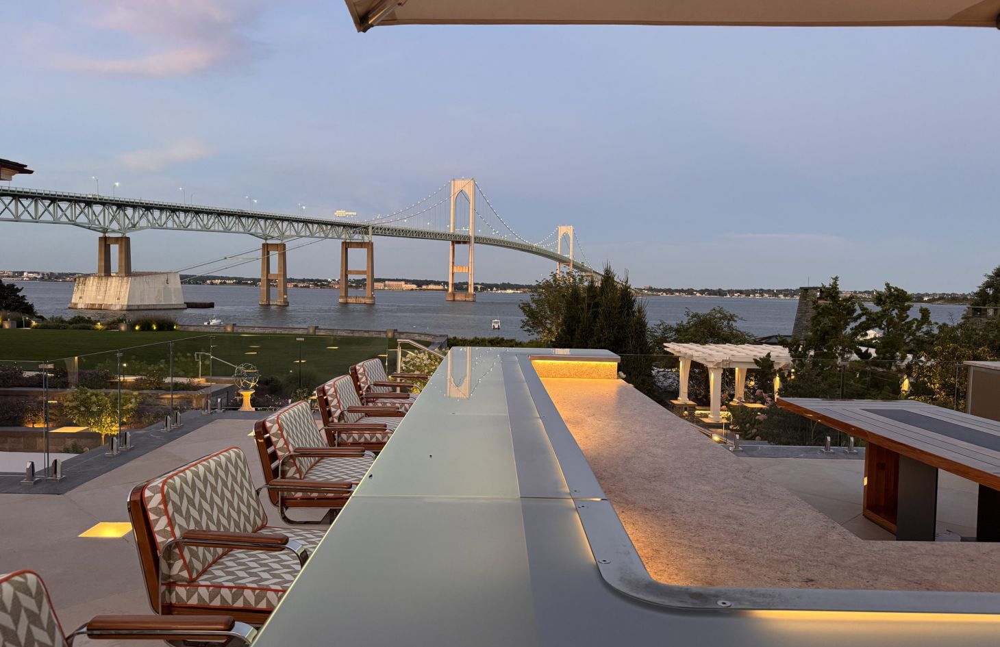 Rhode Island Estate - Exterior Bar plus Bridge - Lutron HomeWorks project by C&T Systems